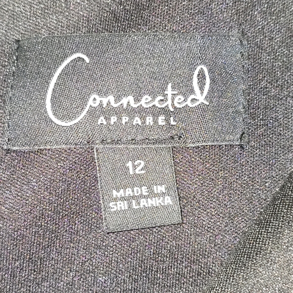 Connected Apparel Black Cocktail Dress With Center Lacey Sparkle, V Neck, Size12 - Picture 6 of 7